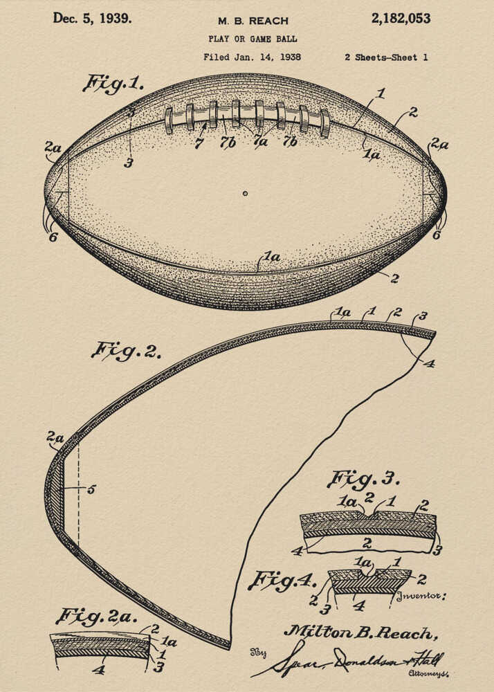 Football Patent 1938 - Poster / Art Print
