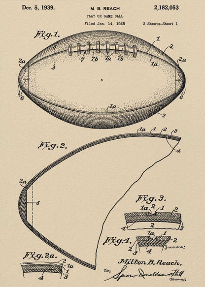 Football Patent 1938 - Poster / Art Print