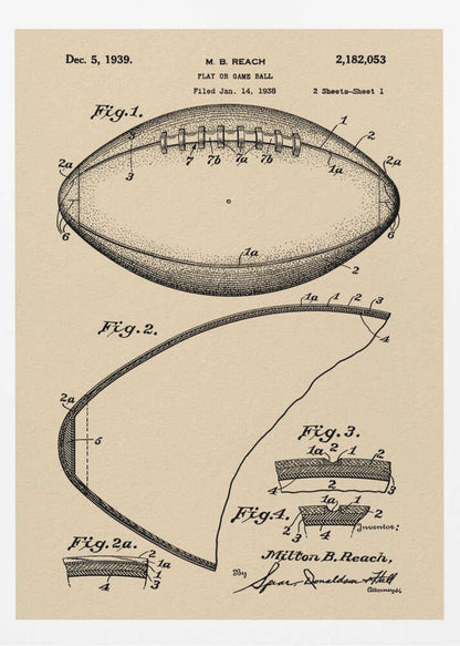 Football Patent 1938 - Poster / Art Print