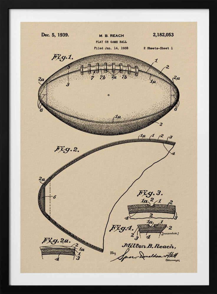 Football Patent 1938 - Poster / Art Print