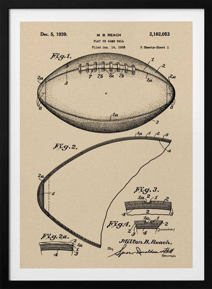 Football Patent 1938 - Poster / Art Print
