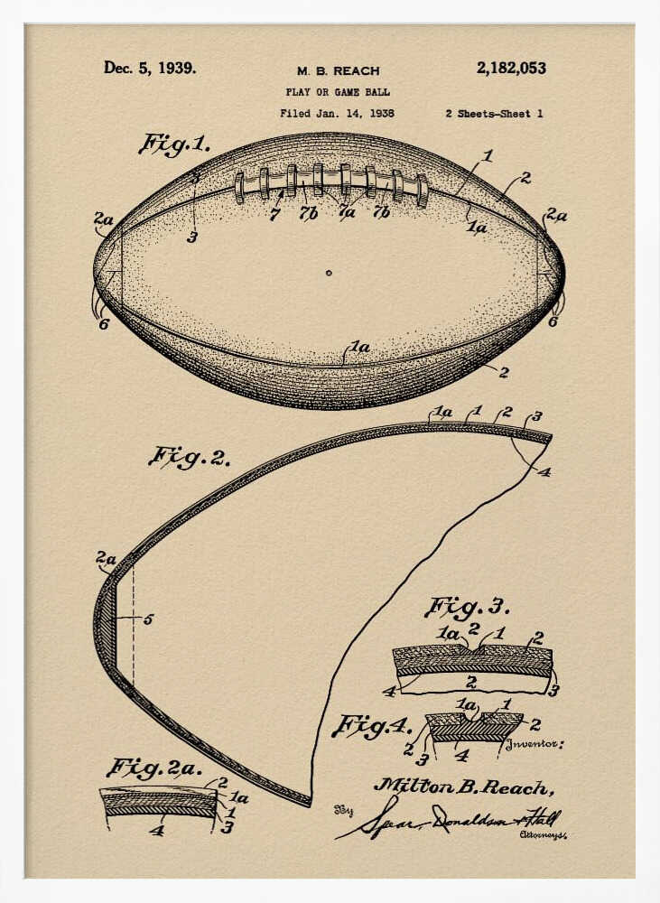 Football Patent 1938 - Poster / Art Print