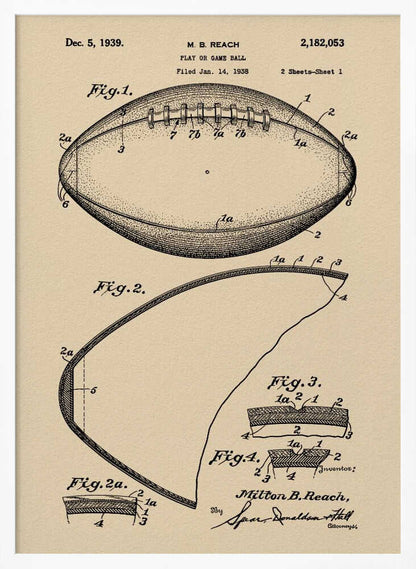 Football Patent 1938 - Poster / Art Print