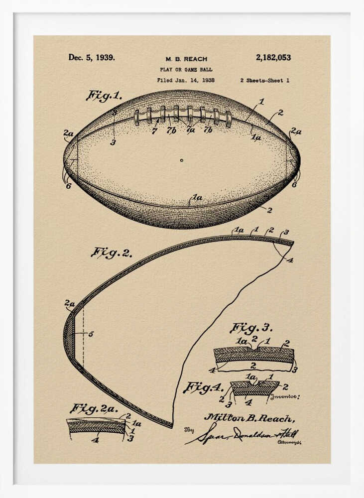 Football Patent 1938 - Poster / Art Print