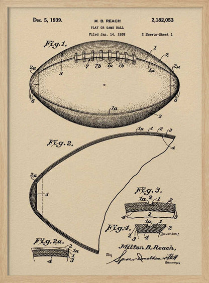 Football Patent 1938 - Poster / Art Print