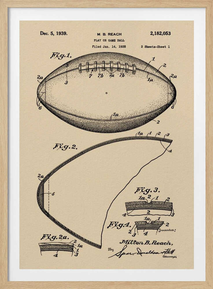 Football Patent 1938 - Poster / Art Print