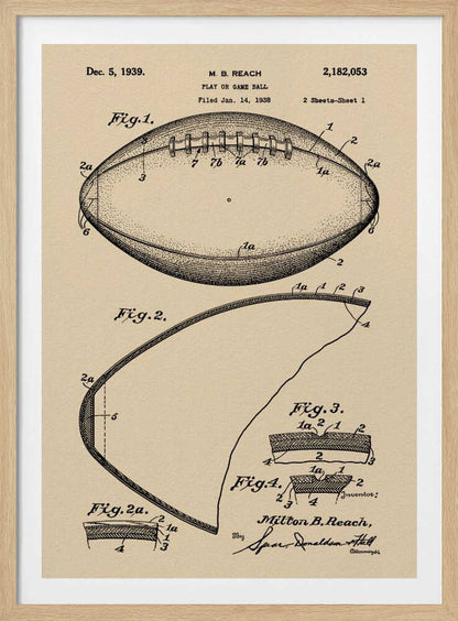 Football Patent 1938 - Poster / Art Print