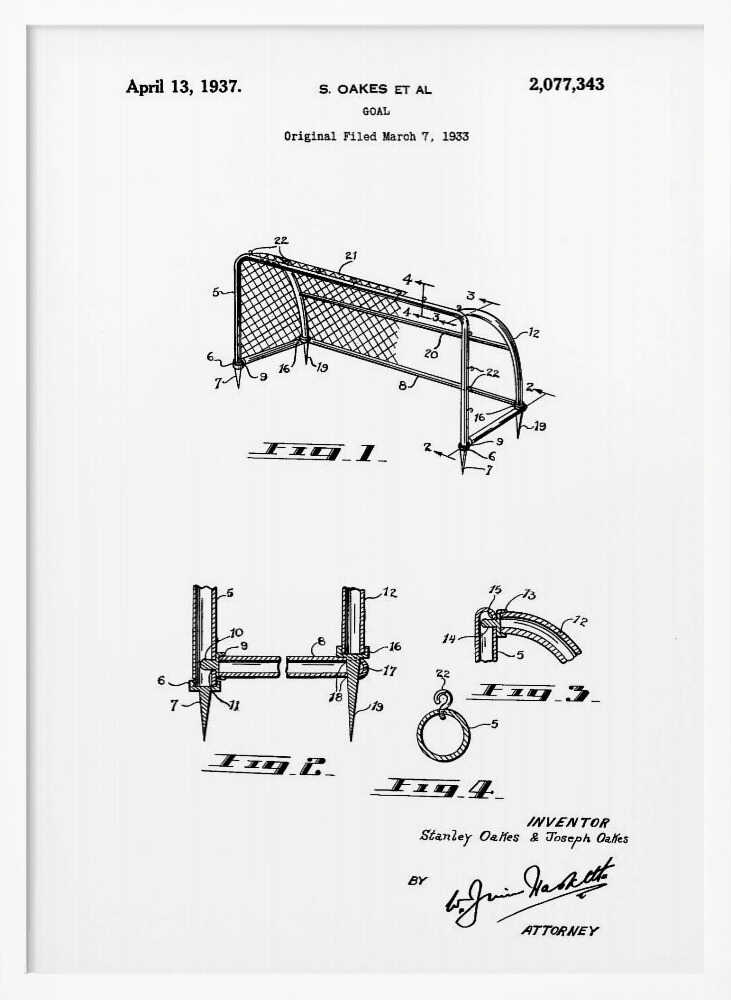 Goal Patent 1933 - Poster / Art Print