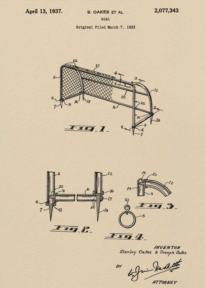 Goal Patent 1933 - Poster / Art Print