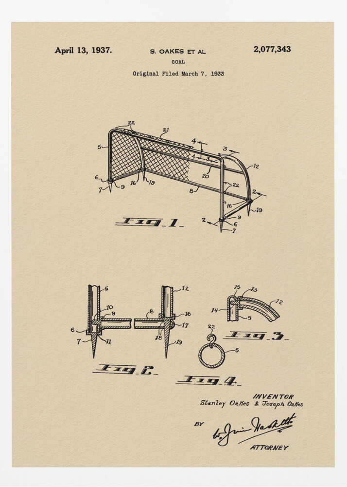 Goal Patent 1933 - Poster / Art Print