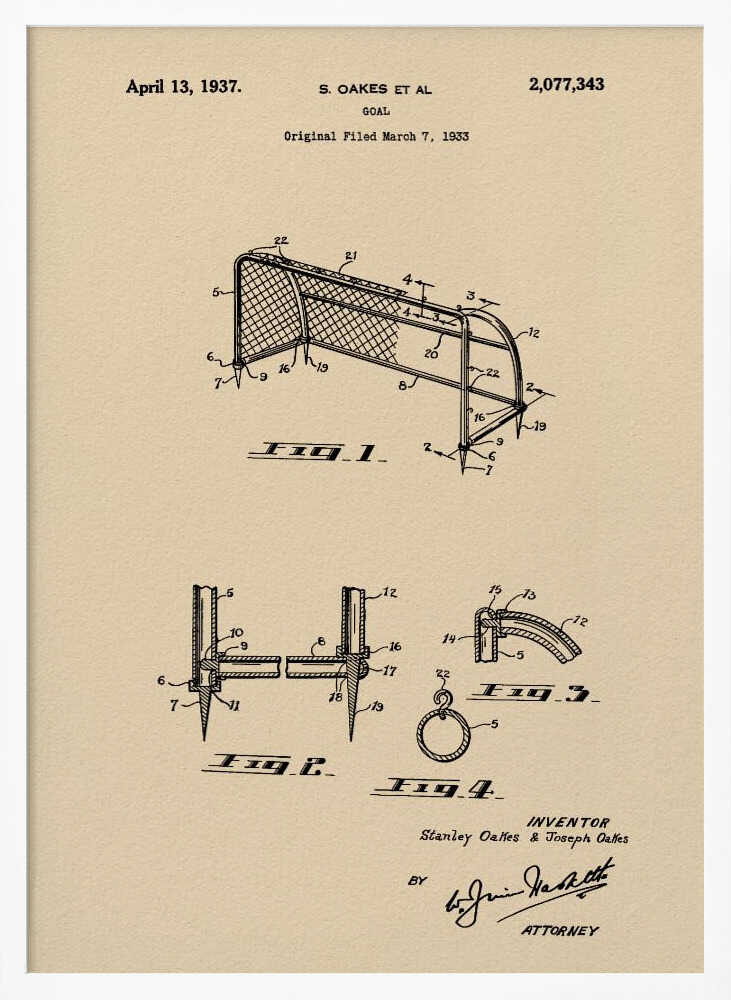 Goal Patent 1933 - Poster / Art Print