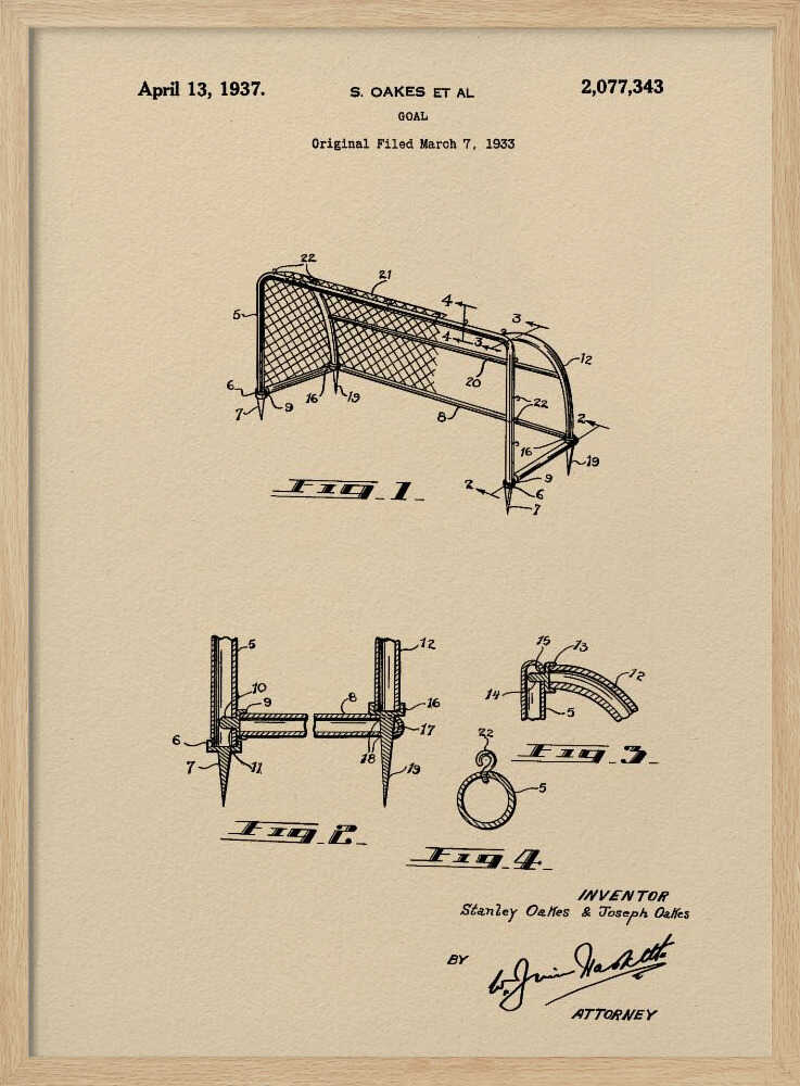 Goal Patent 1933 - Poster / Art Print