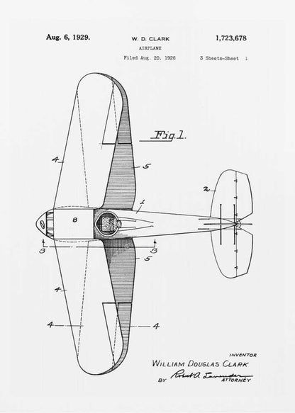 Airplane Patent 1926 - Poster / Art Print