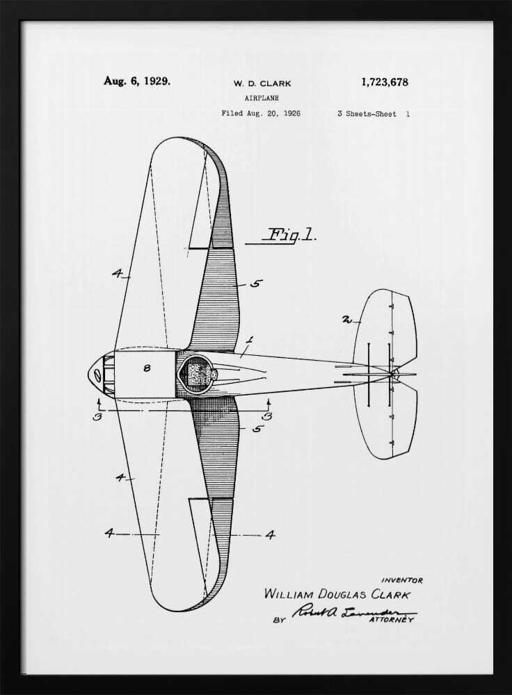 Airplane Patent 1926 - Poster / Art Print