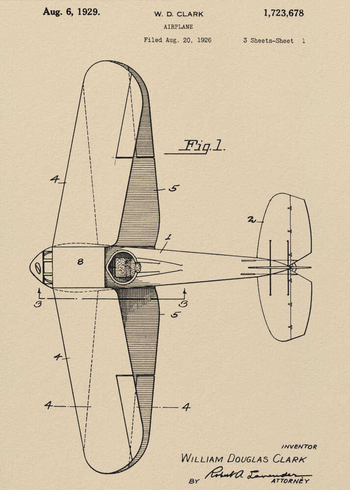 Airplane Patent 1926 - Poster / Art Print