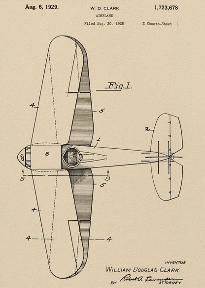 Airplane Patent 1926 - Poster / Art Print