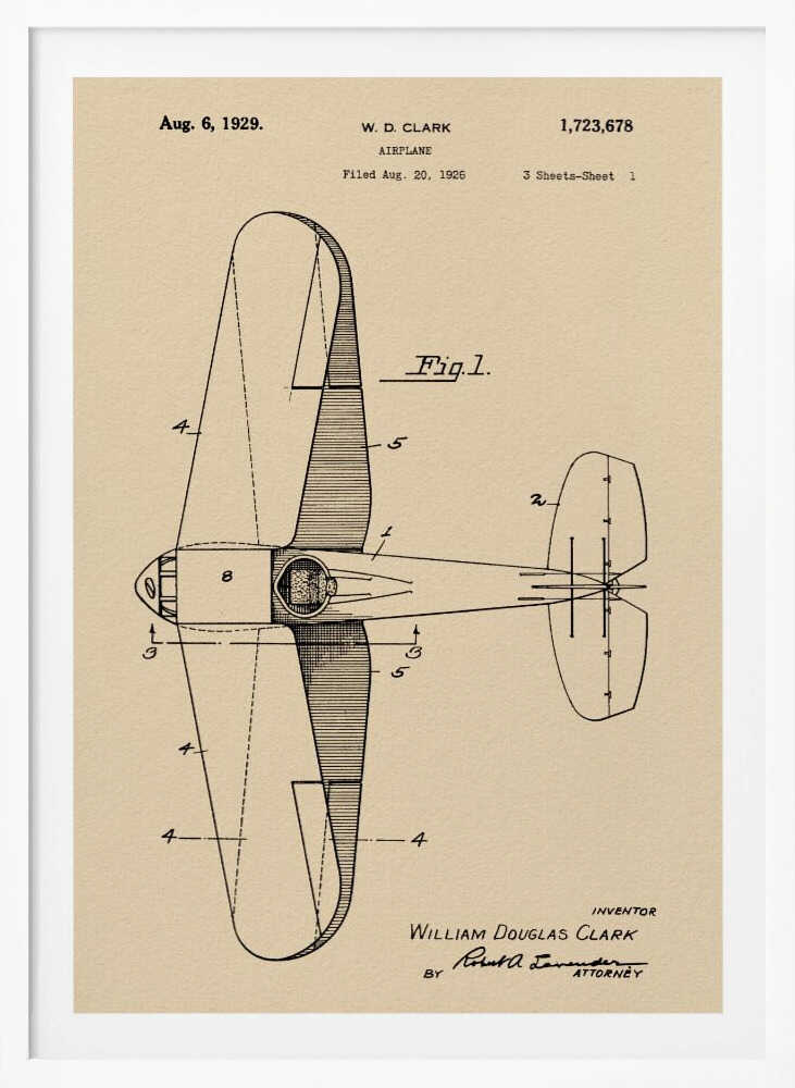 Airplane Patent 1926 - Poster / Art Print