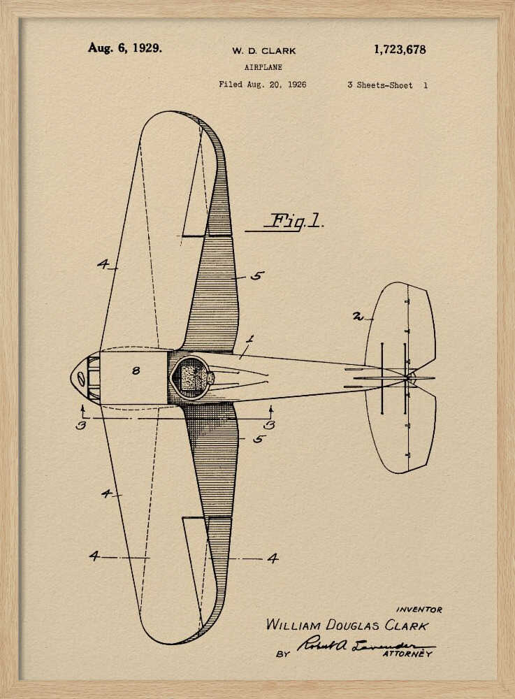 Airplane Patent 1926 - Poster / Art Print