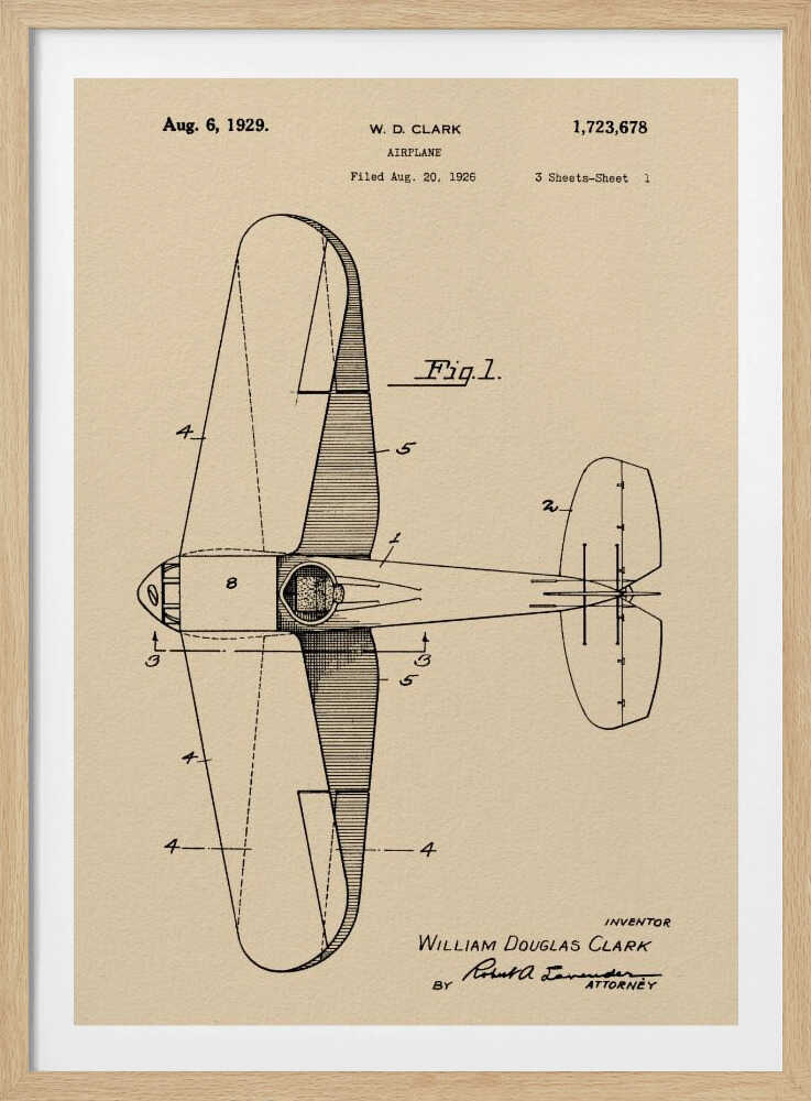 Airplane Patent 1926 - Poster / Art Print
