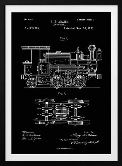 Locomotive Patent 1886 - Poster / Art Print