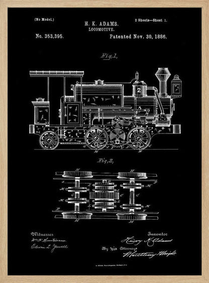Locomotive Patent 1886 - Poster / Art Print