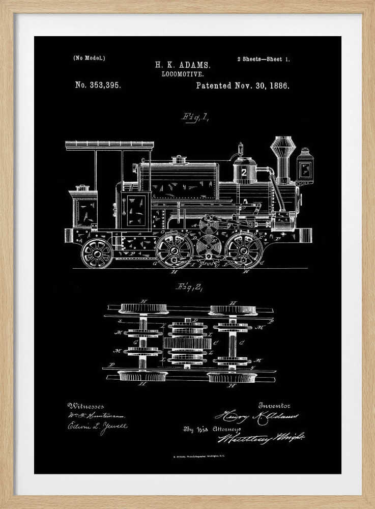 Locomotive Patent 1886 - Poster / Art Print