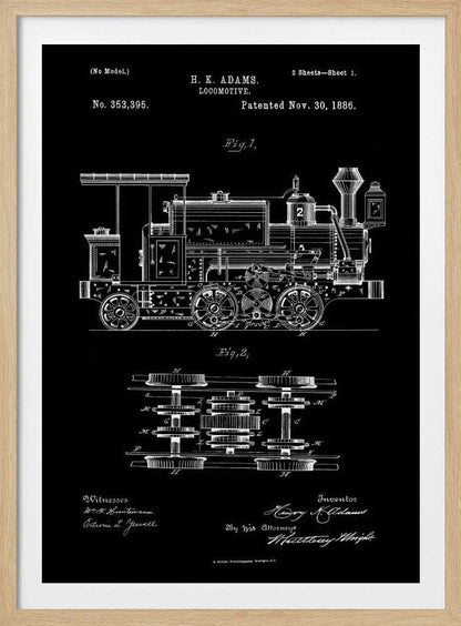 Locomotive Patent 1886 - Poster / Art Print