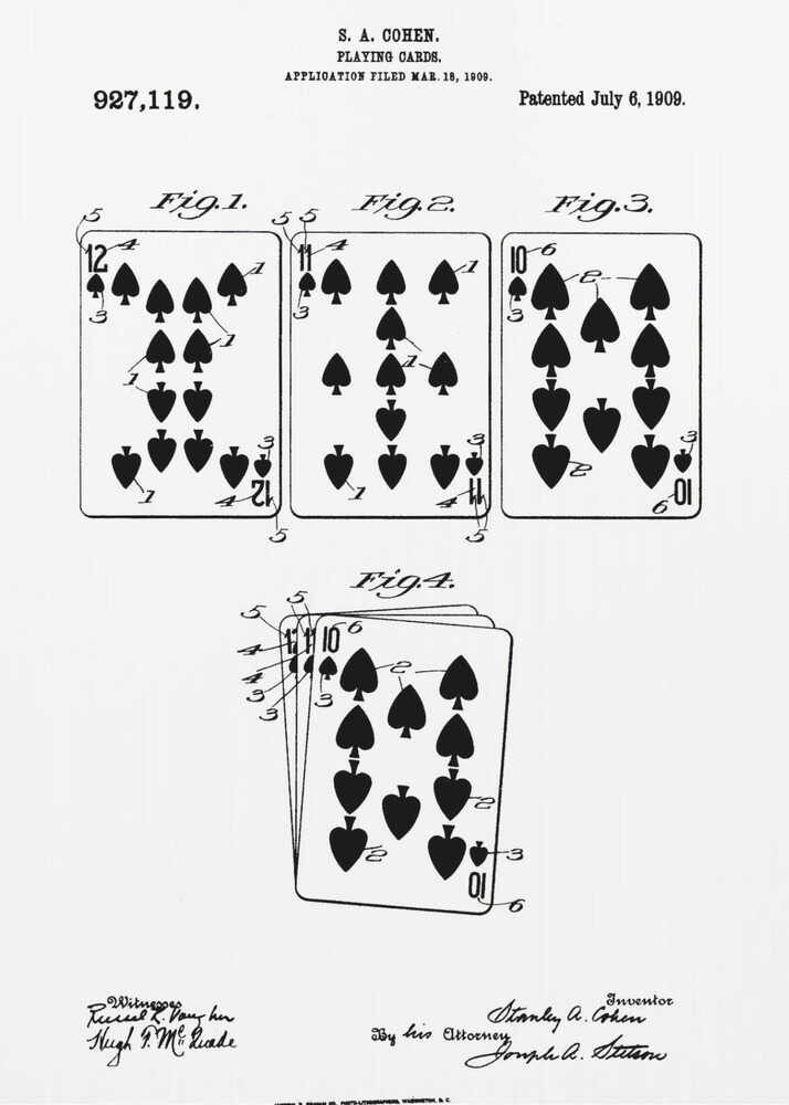 Playing Cards Patent 1909 - Poster / Art Print