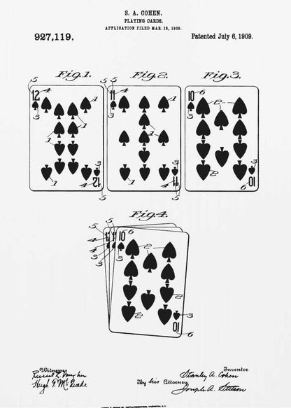 Playing Cards Patent 1909 - Poster / Art Print