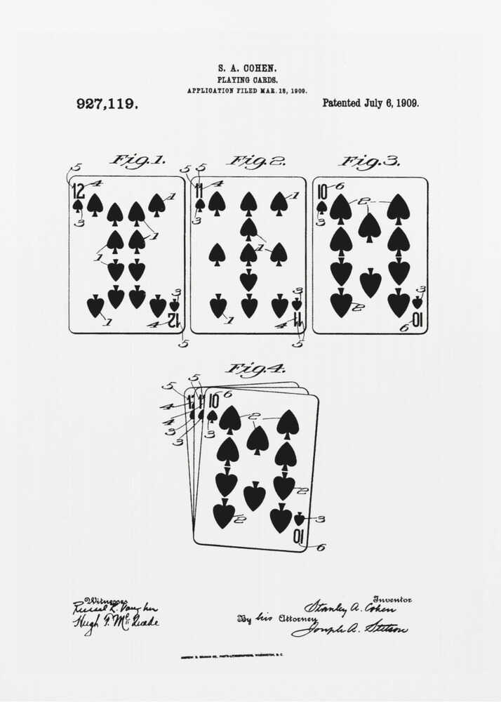 Playing Cards Patent 1909 - Poster / Art Print