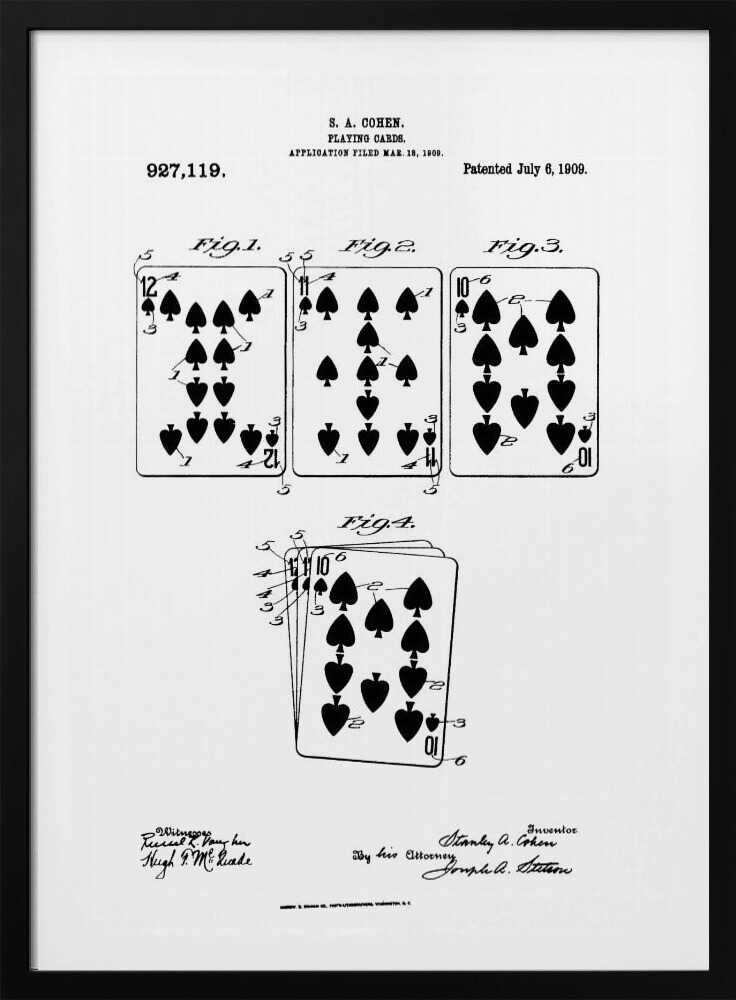 Playing Cards Patent 1909 - Poster / Art Print