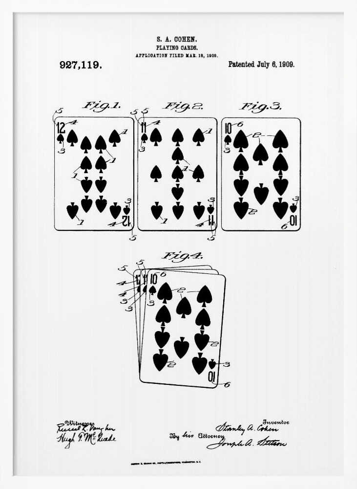 Playing Cards Patent 1909 - Poster / Art Print