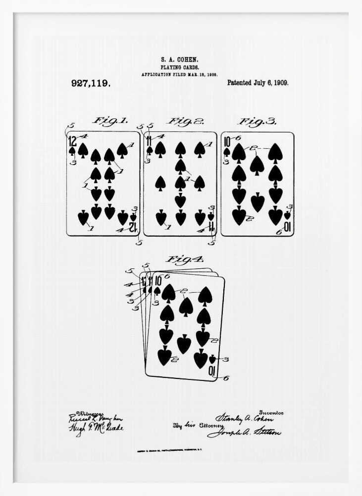 Playing Cards Patent 1909 - Poster / Art Print
