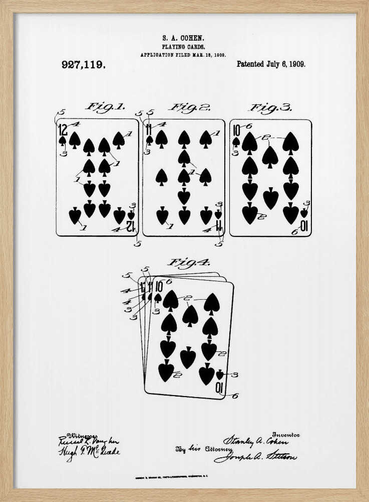 Playing Cards Patent 1909 - Poster / Art Print