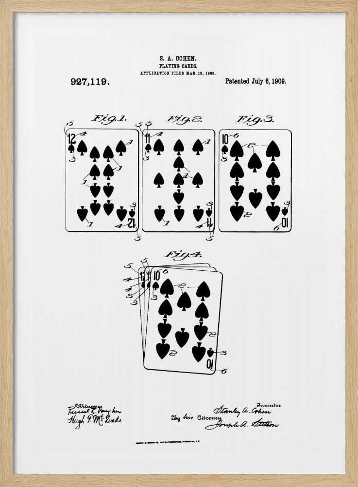Playing Cards Patent 1909 - Poster / Art Print