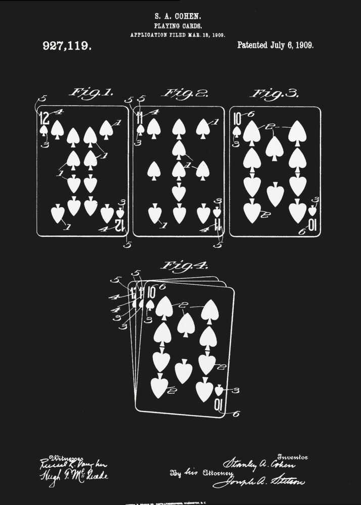 Playing Cards Patent 1909 - Poster / Art Print