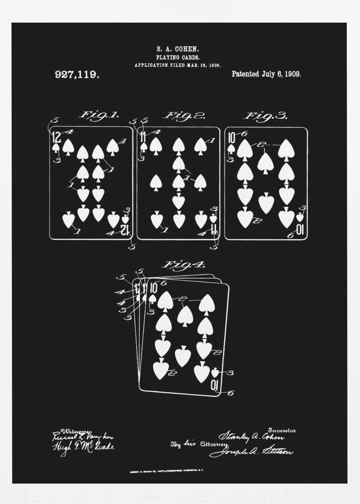 Playing Cards Patent 1909 - Poster / Art Print
