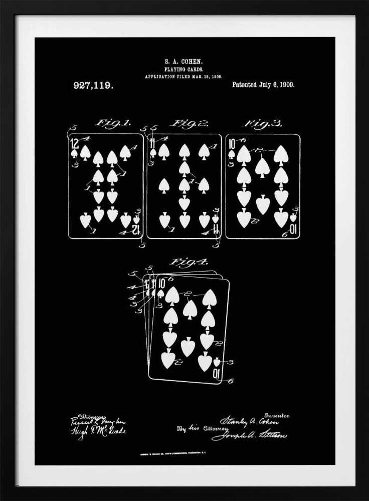 Playing Cards Patent 1909 - Poster / Art Print