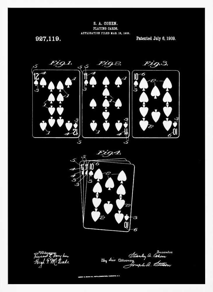 Playing Cards Patent 1909 - Poster / Art Print