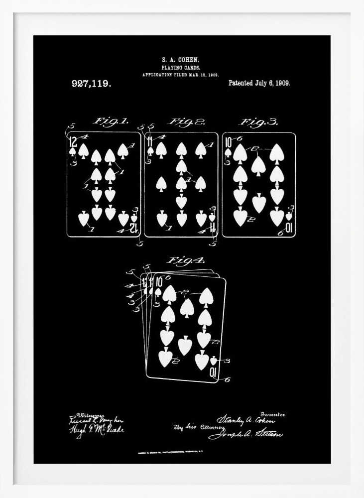 Playing Cards Patent 1909 - Poster / Art Print