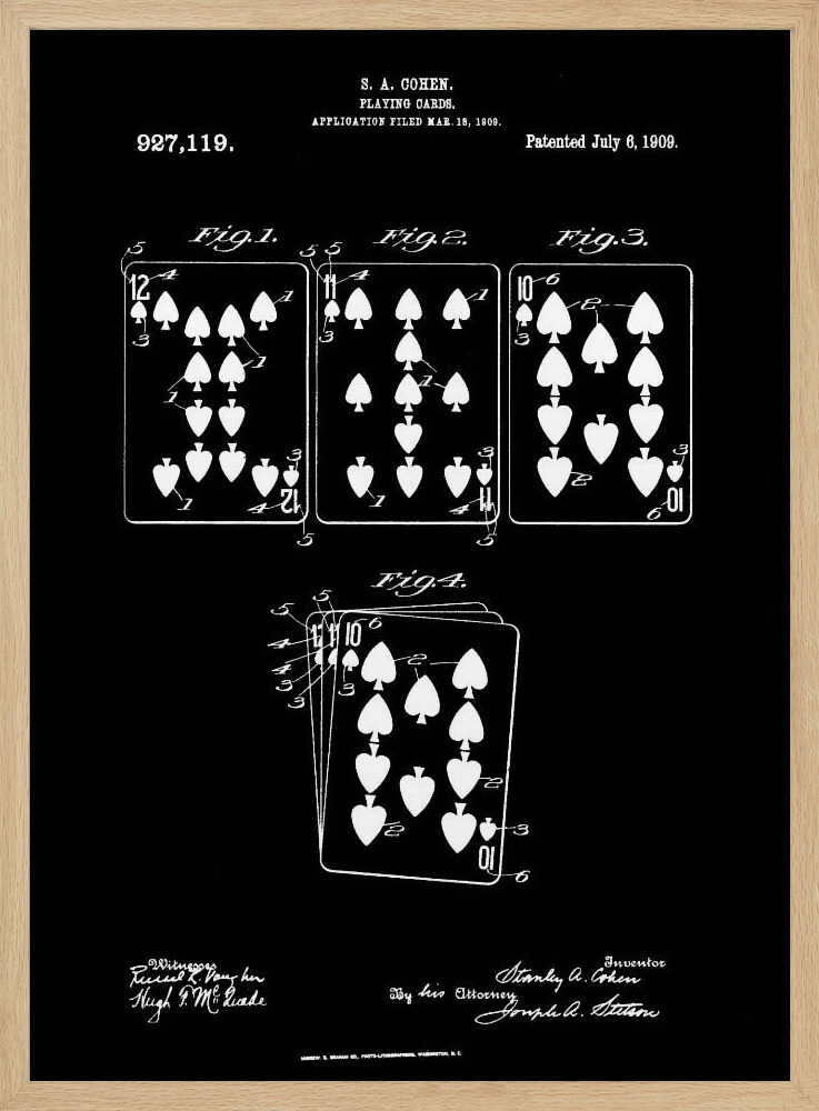 Playing Cards Patent 1909 - Poster / Art Print