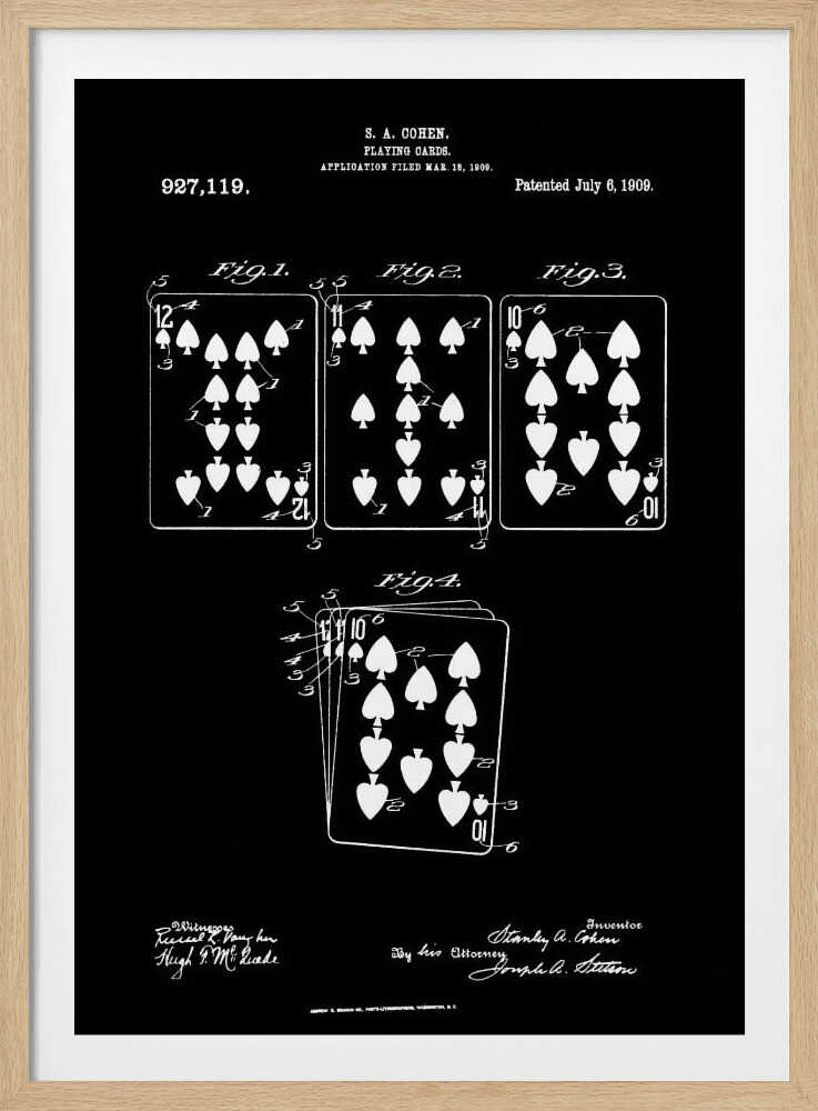 Playing Cards Patent 1909 - Poster / Art Print