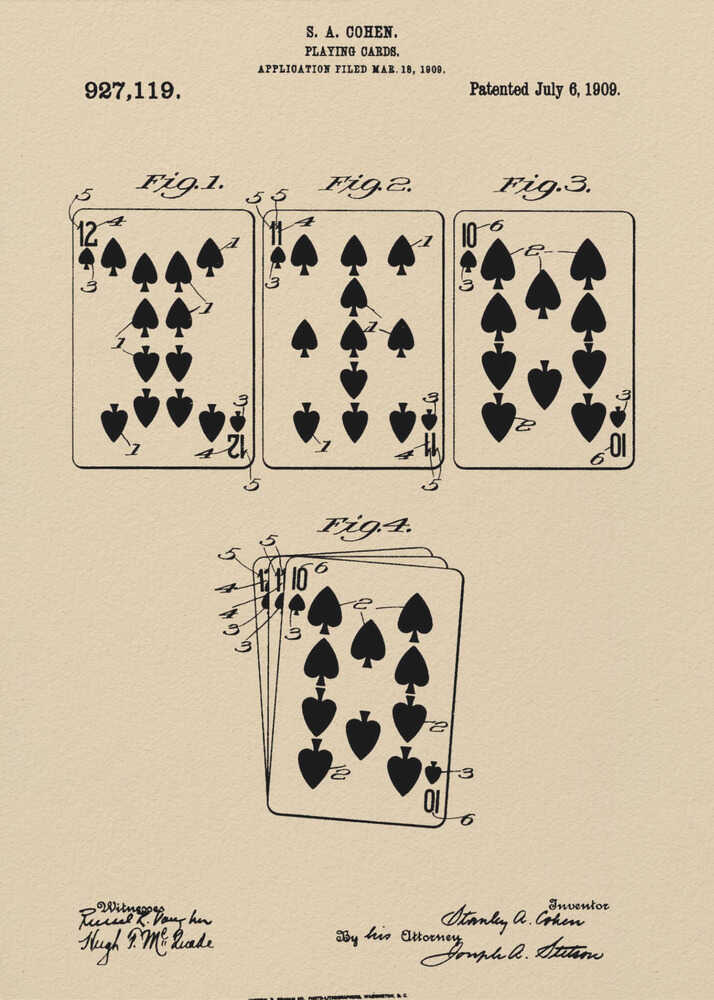 Playing Cards Patent 1909 - Poster / Art Print