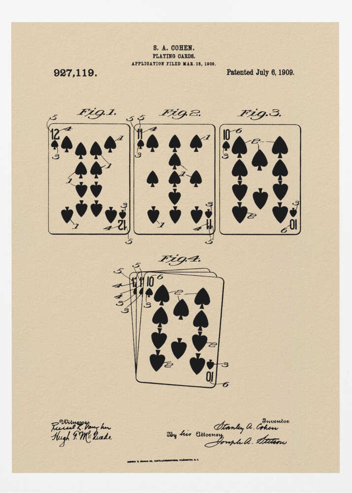 Playing Cards Patent 1909 - Poster / Art Print