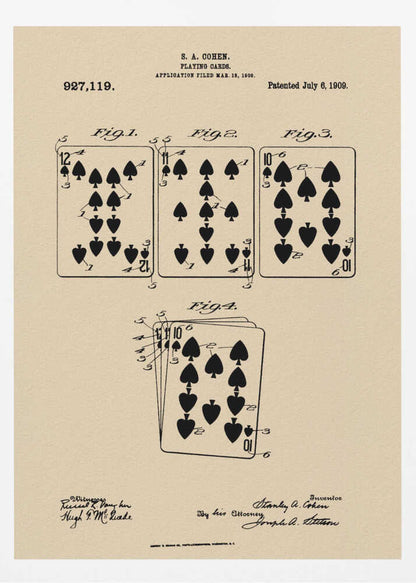 Playing Cards Patent 1909 - Poster / Art Print
