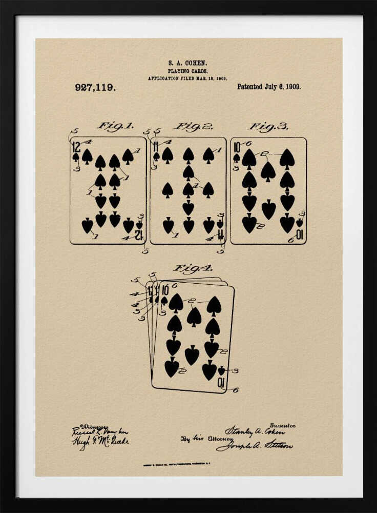 Playing Cards Patent 1909 - Poster / Art Print