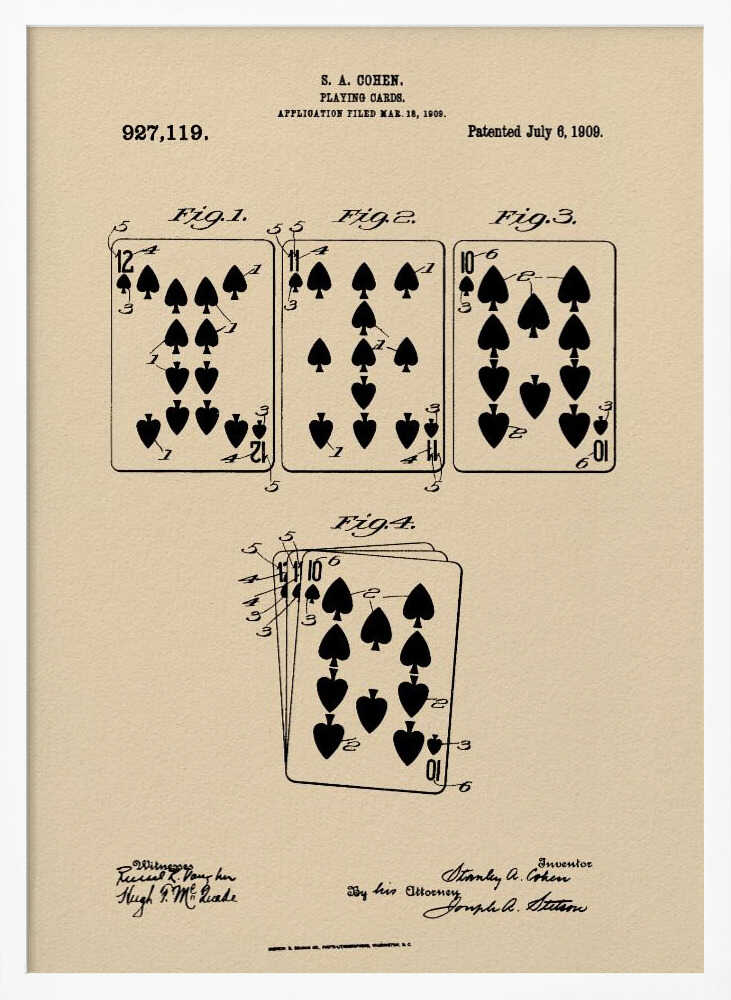 Playing Cards Patent 1909 - Poster / Art Print