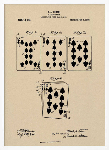 Playing Cards Patent 1909 - Poster / Art Print