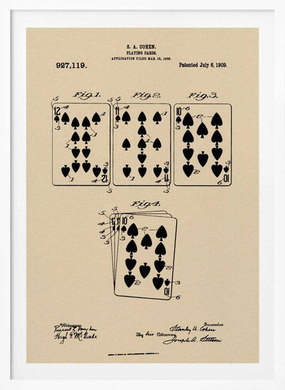 Playing Cards Patent 1909 - Poster / Art Print