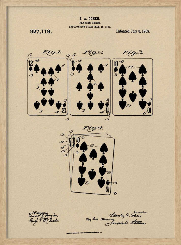 Playing Cards Patent 1909 - Poster / Art Print